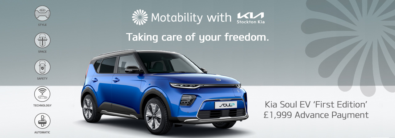 kia soul ev on motability with £1,999 nil advance payment at stockton kia