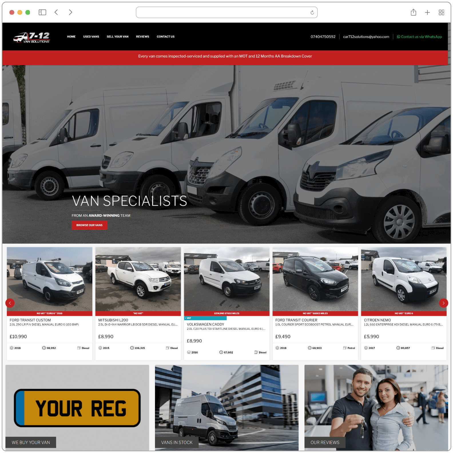 7-12 Van Solutions Website Screenshot