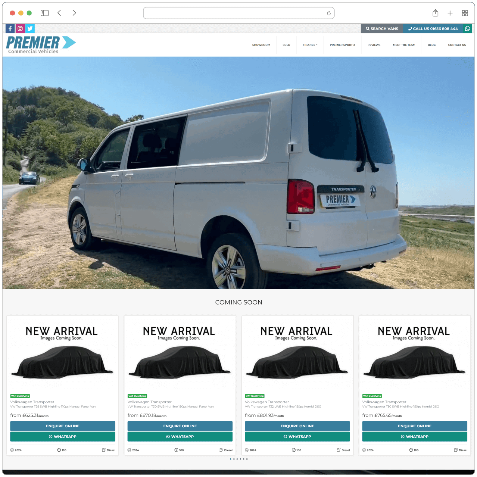 Premier Commercial Vehicles Website Screenshot