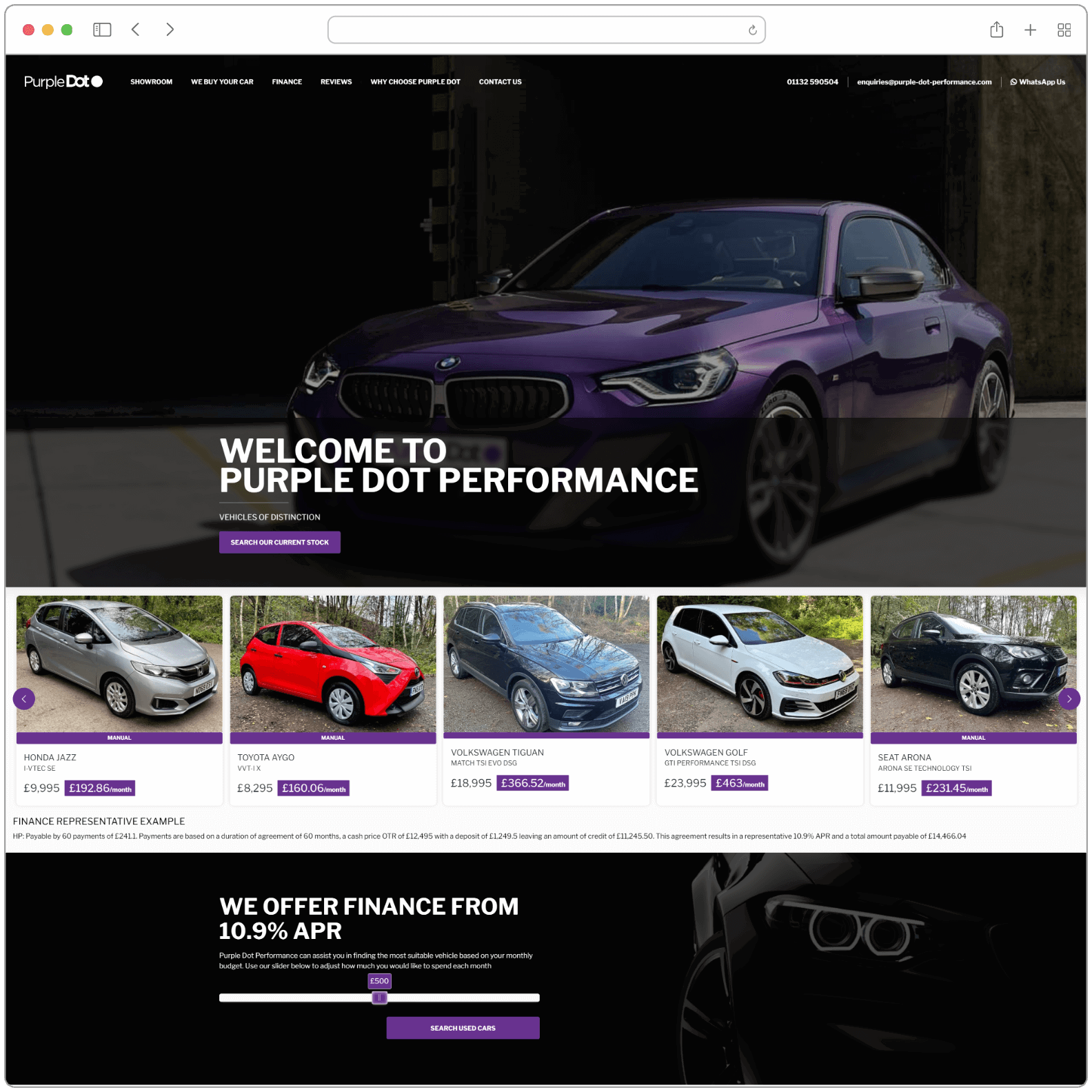 Purple Dot Performance Website Screenshot