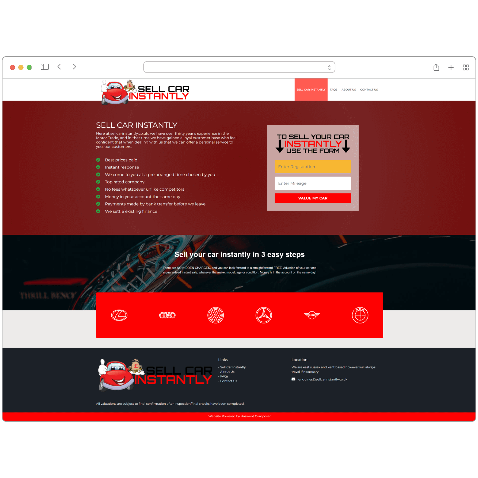 Sell Car Instantly Website Screenshot