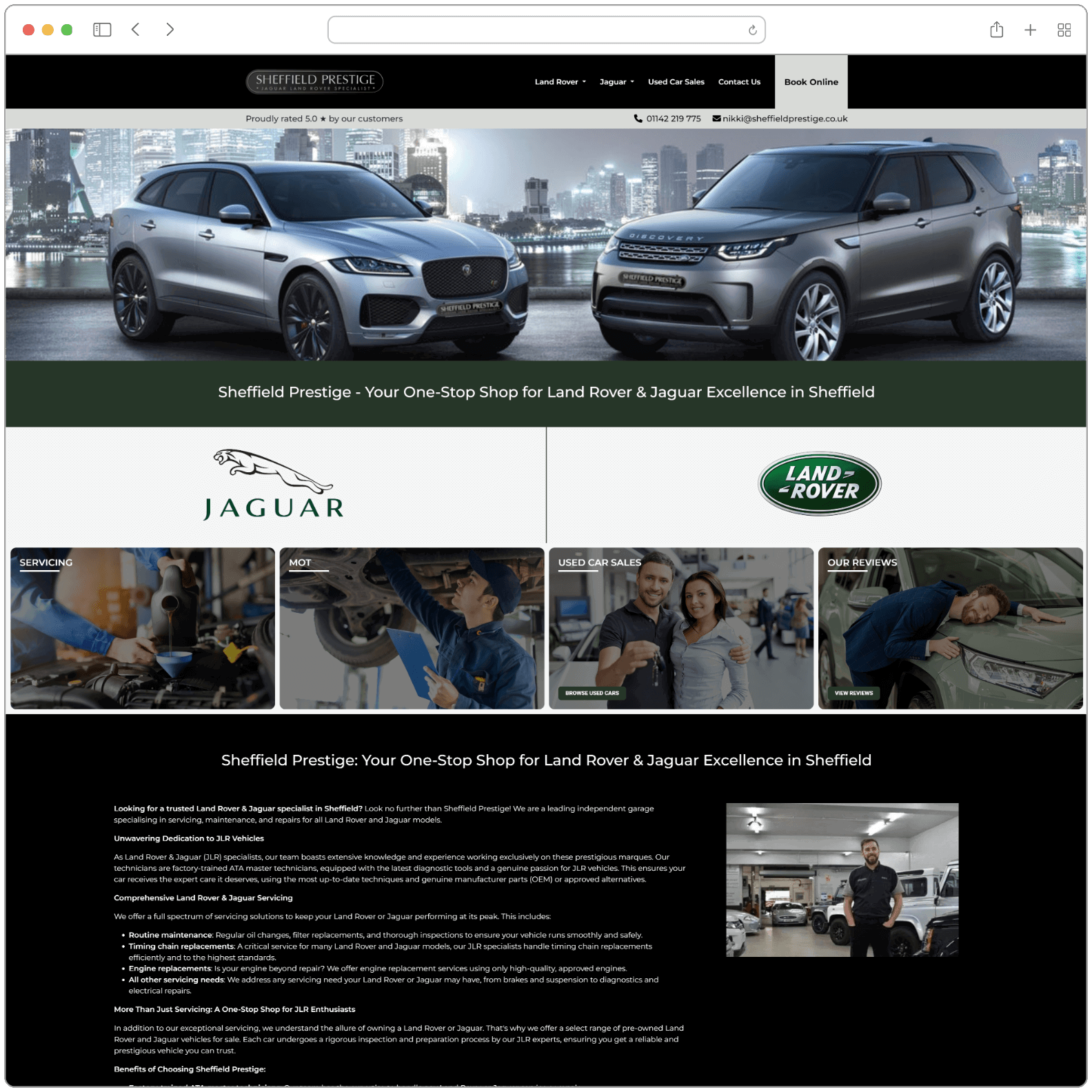 Sheffield Prestige Website Screenshot