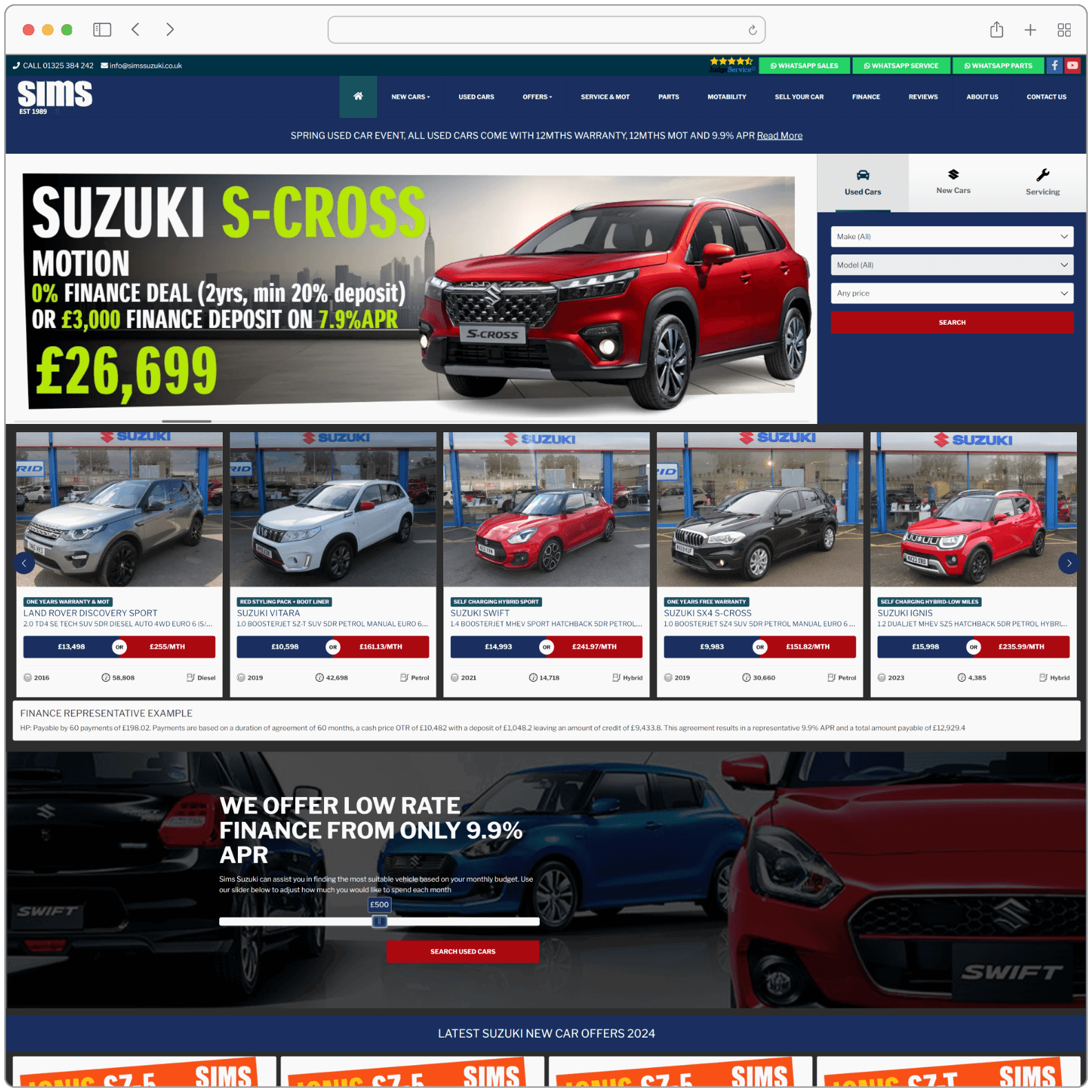 Sims Suzuki Website Screenshot