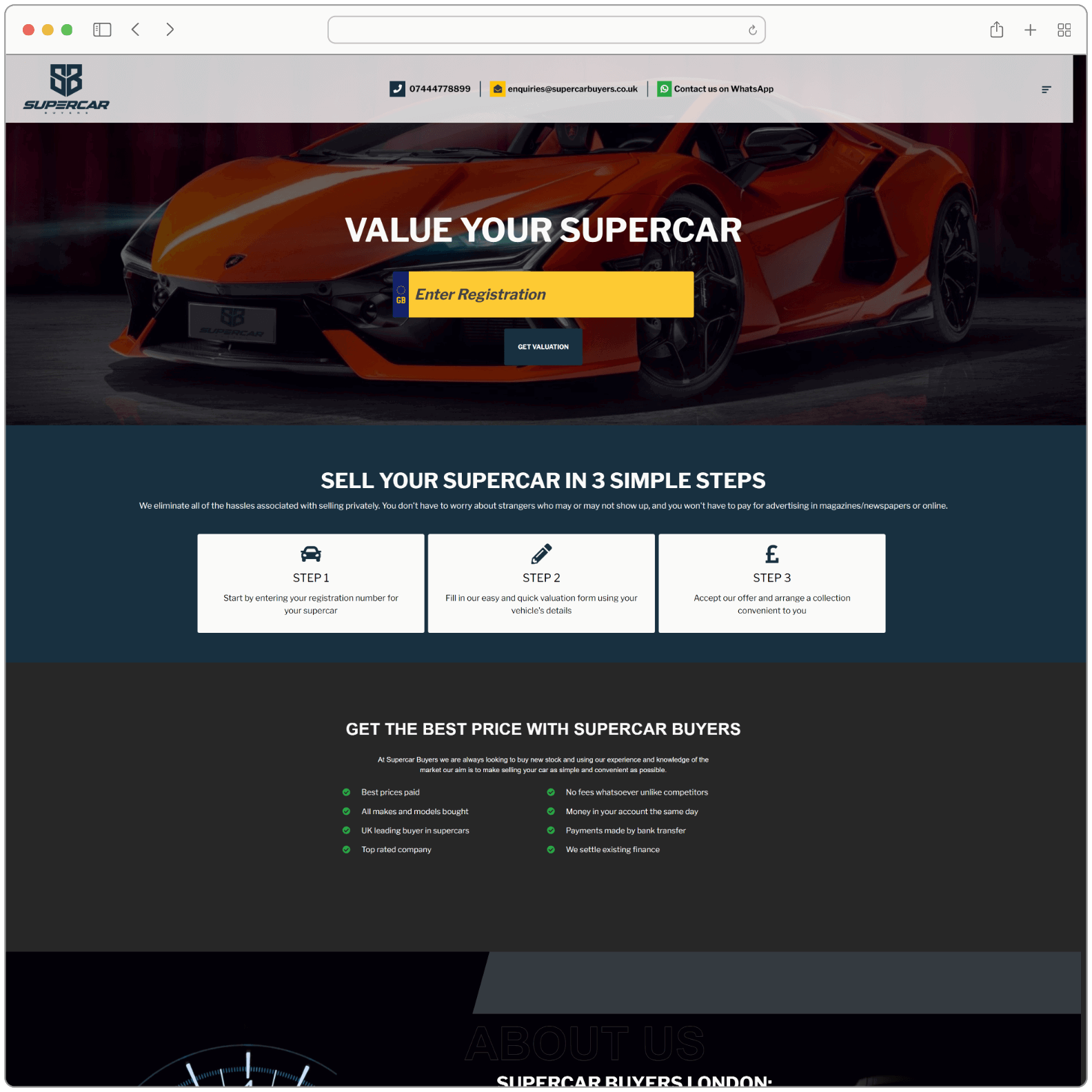 Super Car Buyers Website Screenshot